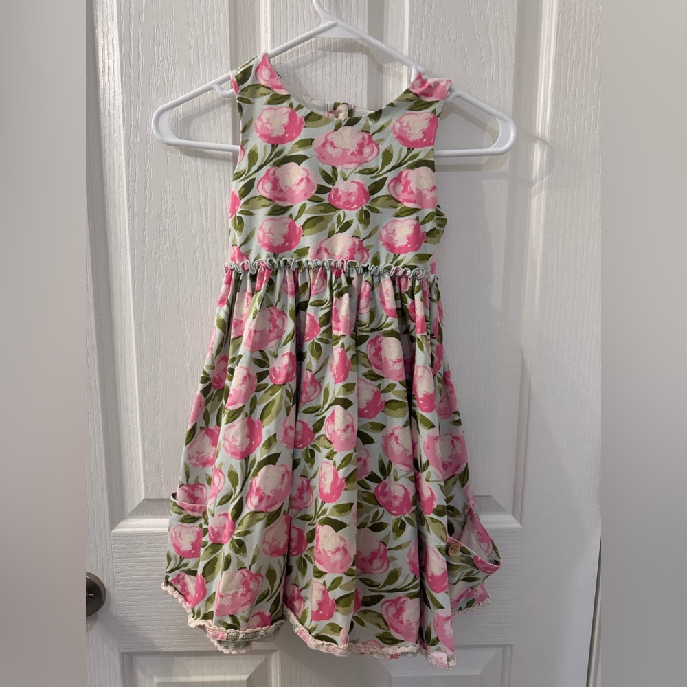 SweetHoney Size 8Y  Pink and Green Floral Sundress for Girls